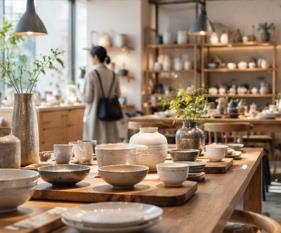 器や植物を並べた店内のイメージ